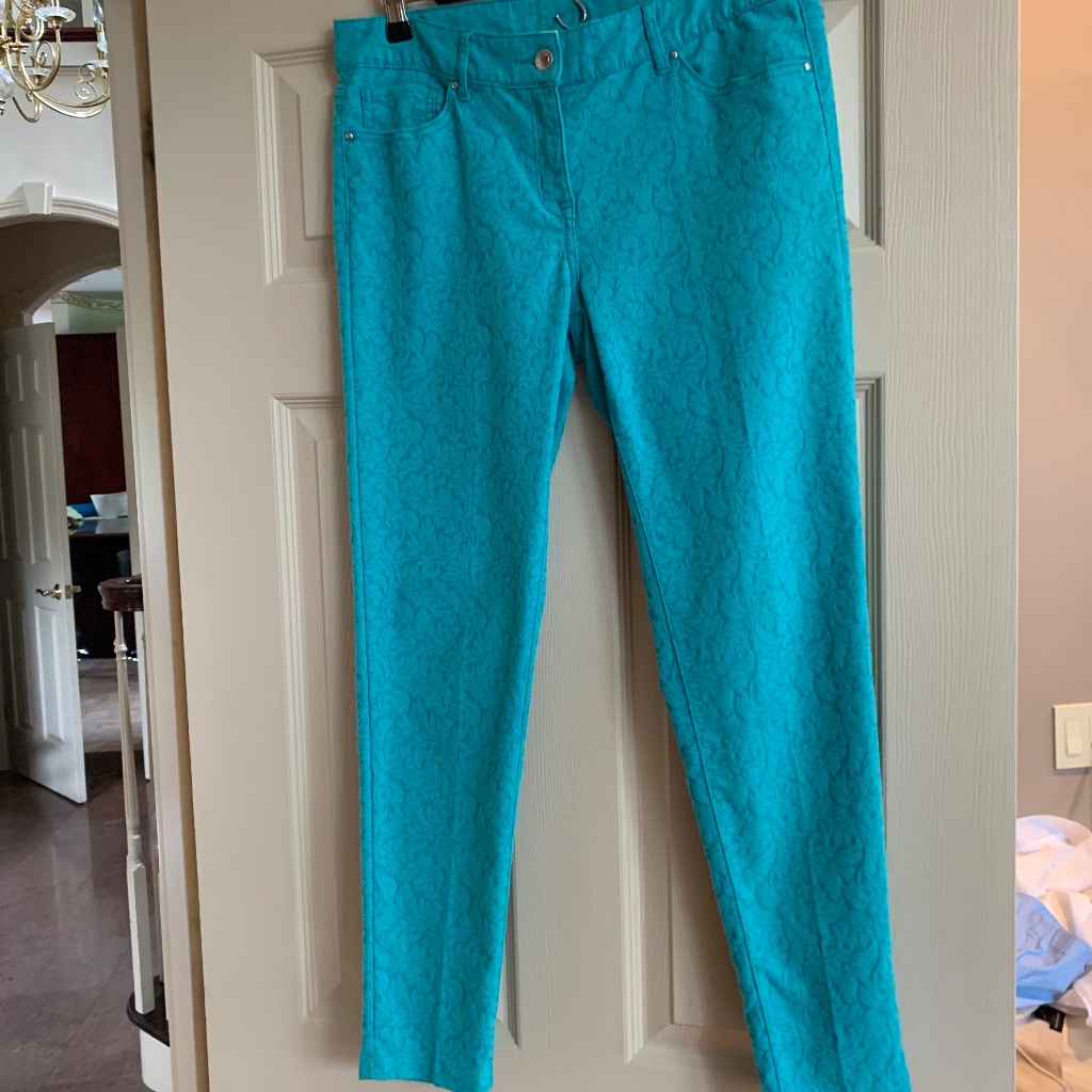 Cache Green Brocade Pants Sz 8